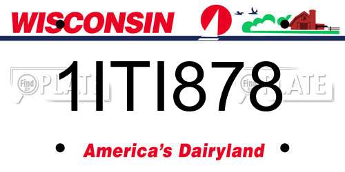 1ITI878 Wisconsin License Plate