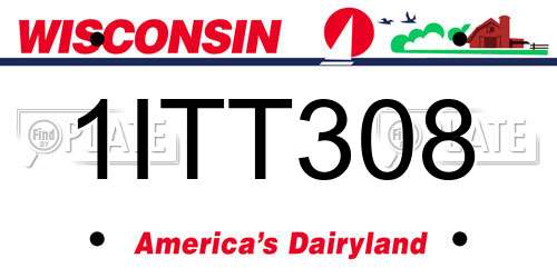 1ITT308 Wisconsin License Plate