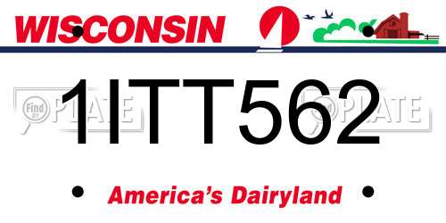 1ITT562 Wisconsin License Plate