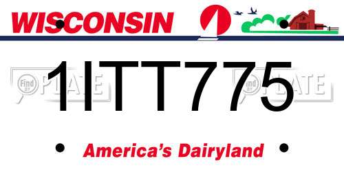 1ITT775 Wisconsin License Plate
