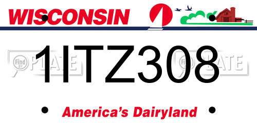 1ITZ308 Wisconsin License Plate