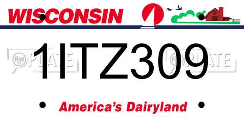 1ITZ309 Wisconsin License Plate