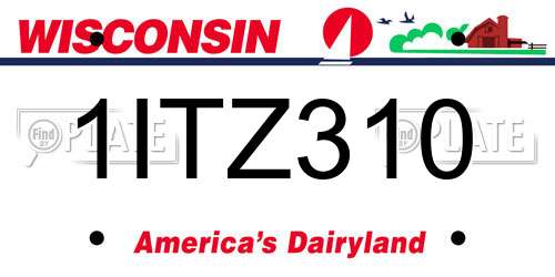 1ITZ310 Wisconsin License Plate