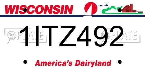 1ITZ492 Wisconsin License Plate