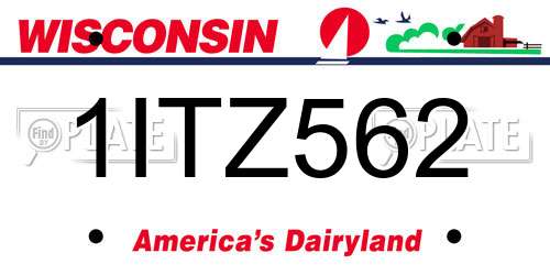 1ITZ562 Wisconsin License Plate