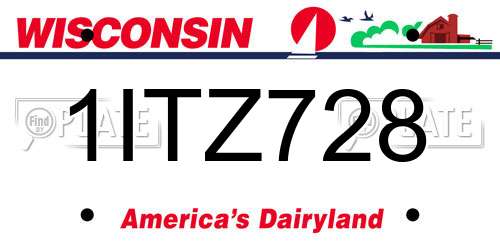 1ITZ728 Wisconsin License Plate