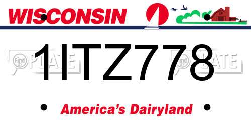 1ITZ778 Wisconsin License Plate