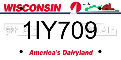 1IY709 Wisconsin License Plate