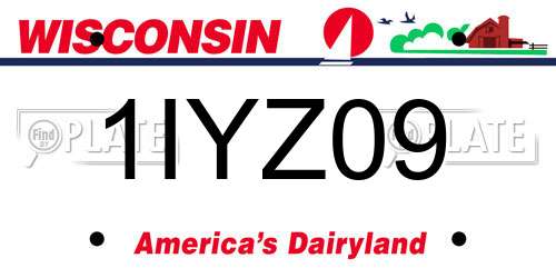 1IYZ09 Wisconsin License Plate