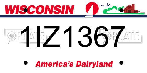 1IZ1367 Wisconsin License Plate