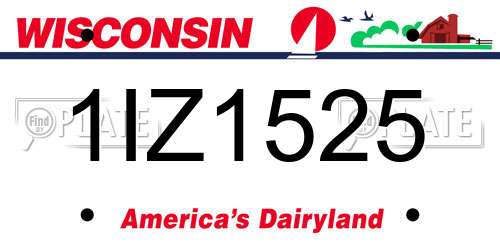 1IZ1525 Wisconsin License Plate