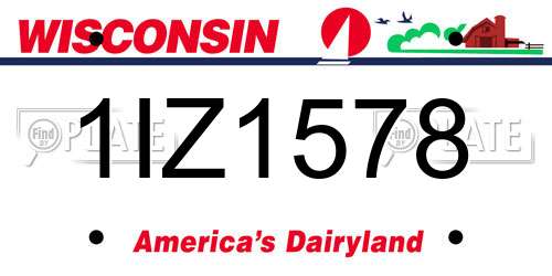 1IZ1578 Wisconsin License Plate