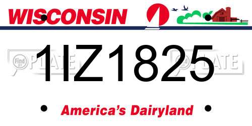1IZ1825 Wisconsin License Plate
