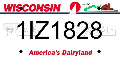 1IZ1828 Wisconsin License Plate