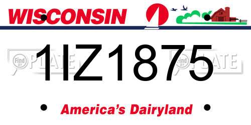 1IZ1875 Wisconsin License Plate