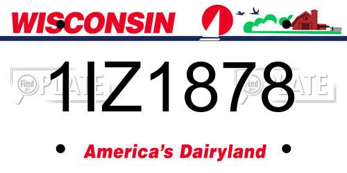 1IZ1878 Wisconsin License Plate
