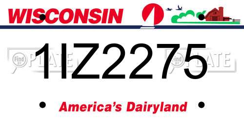 1IZ2275 Wisconsin License Plate