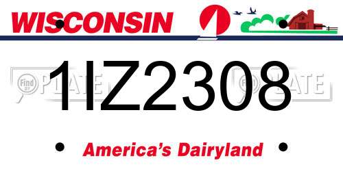 1IZ2308 Wisconsin License Plate