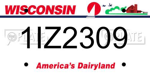 1IZ2309 Wisconsin License Plate