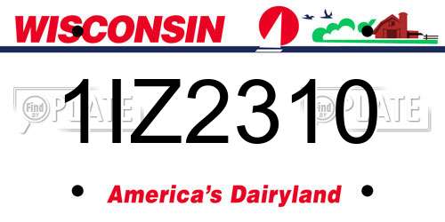 1IZ2310 Wisconsin License Plate