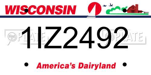 1IZ2492 Wisconsin License Plate