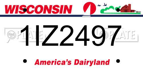1IZ2497 Wisconsin License Plate