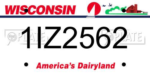 1IZ2562 Wisconsin License Plate