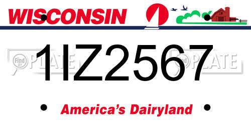 1IZ2567 Wisconsin License Plate