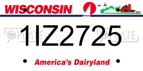 1IZ2725 Wisconsin License Plate