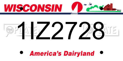 1IZ2728 Wisconsin License Plate