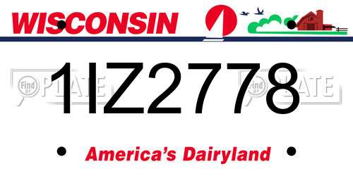 1IZ2778 Wisconsin License Plate