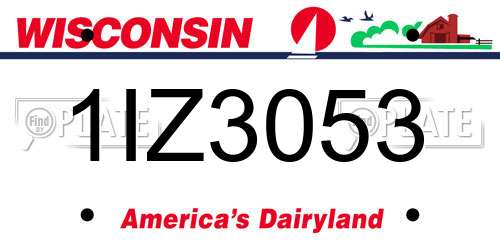 1IZ3053 Wisconsin License Plate