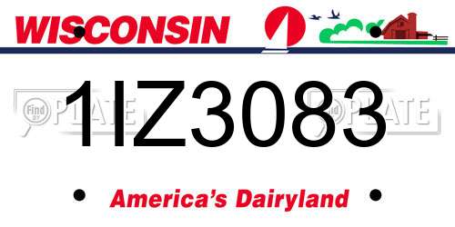 1IZ3083 Wisconsin License Plate