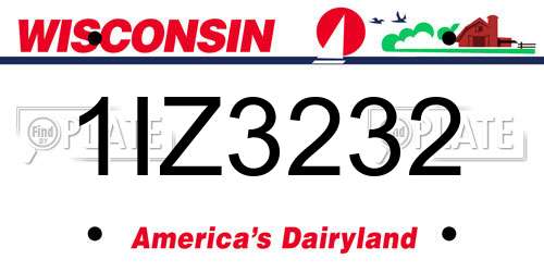 1IZ3232 Wisconsin License Plate