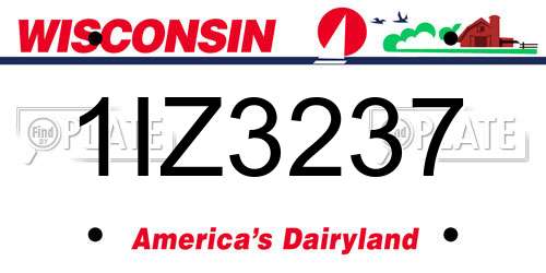 1IZ3237 Wisconsin License Plate
