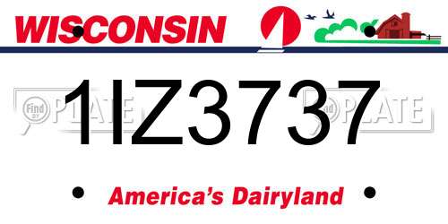 1IZ3737 Wisconsin License Plate