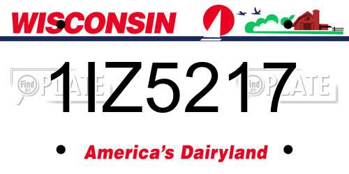 1IZ5217 Wisconsin License Plate