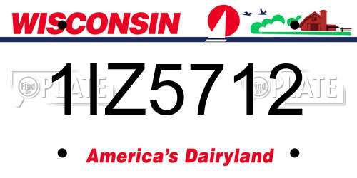 1IZ5712 Wisconsin License Plate