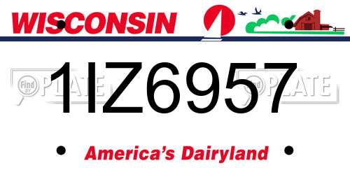 1IZ6957 Wisconsin License Plate