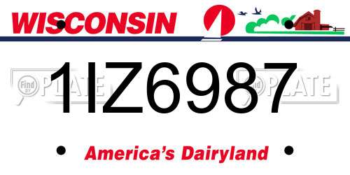 1IZ6987 Wisconsin License Plate