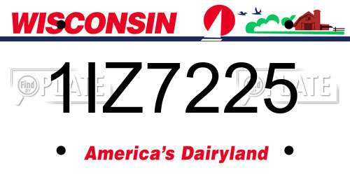 1IZ7225 Wisconsin License Plate