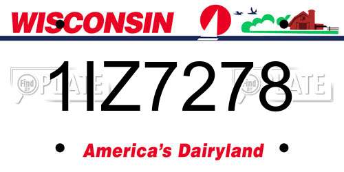 1IZ7278 Wisconsin License Plate