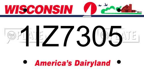 1IZ7305 Wisconsin License Plate