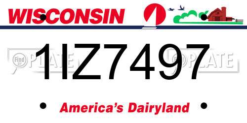 1IZ7497 Wisconsin License Plate