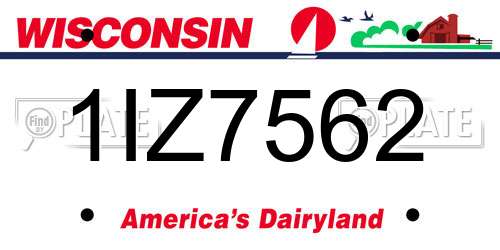 1IZ7562 Wisconsin License Plate