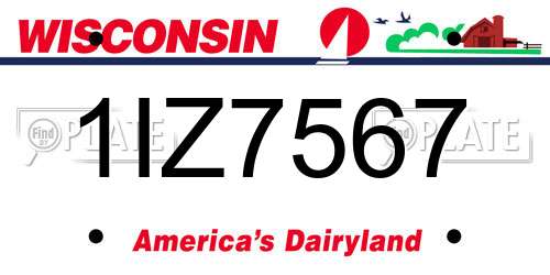1IZ7567 Wisconsin License Plate