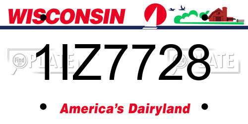 1IZ7728 Wisconsin License Plate