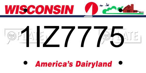 1IZ7775 Wisconsin License Plate