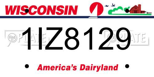 1IZ8129 Wisconsin License Plate