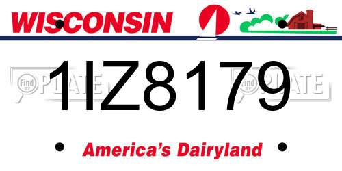 1IZ8179 Wisconsin License Plate